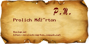 Prolich Márton névjegykártya